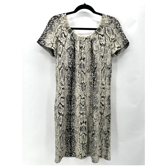 ST. JOHN‎ COLLECTION Python Print Shift Dress Size 4 Ivory Black Preppy Classic - Picture 10 of 10